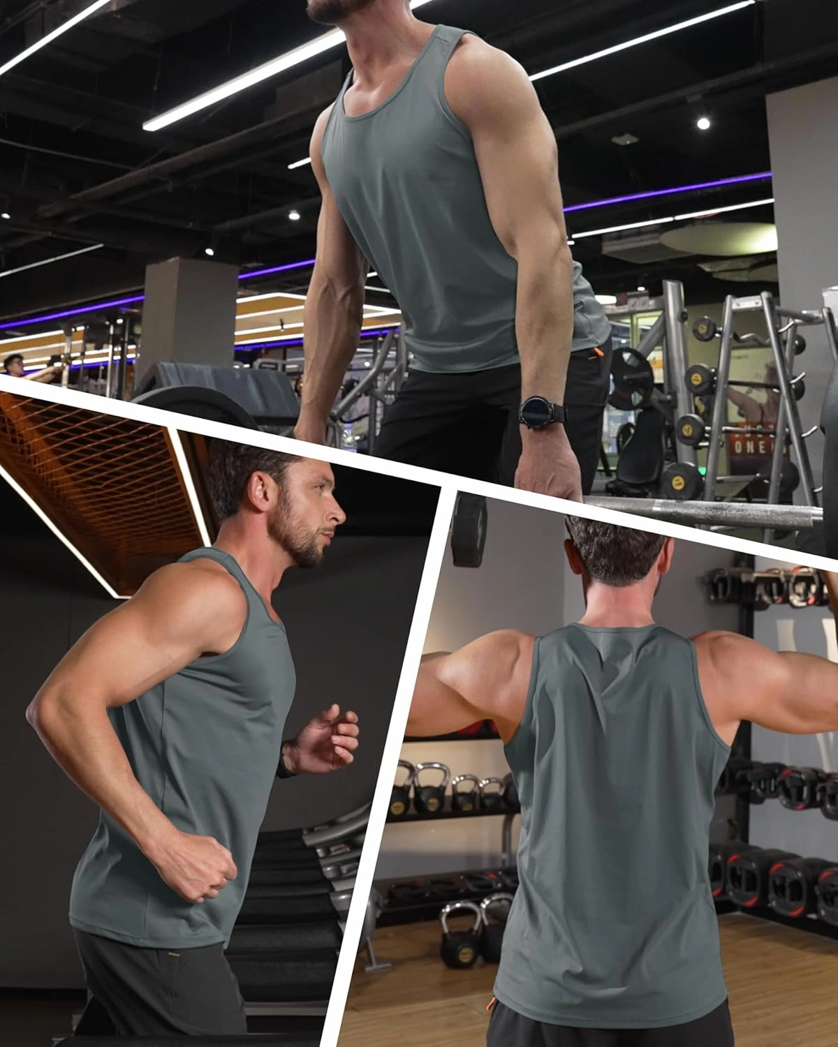 MAGCOMSEN Men's UPF 50  Tank Top Quick Dry Summer Workout Muscle Sleeveless Shirts for Swim Beach Bodybuilding