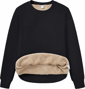 MAGCOMSEN Women's Winter Sweatshirts Sherpa Lined Crewneck Fleece Pullover Warm Casual Heavyweight Long Sleeve Tops