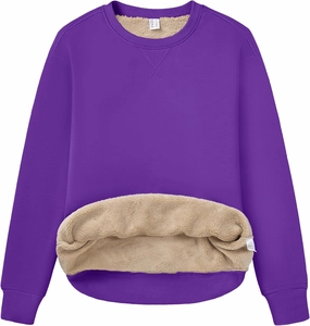 MAGCOMSEN Women's Winter Sweatshirts Sherpa Lined Crewneck Fleece Pullover Warm Casual Heavyweight Long Sleeve Tops