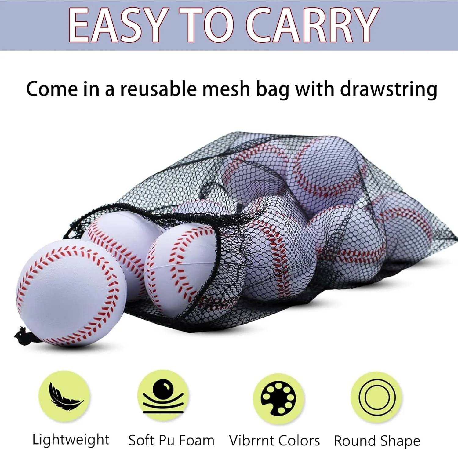 Magicorange Baseball, Foam Baseballs 20 Pack Practice Training Baseballs Unmarked Baseball Soft Toss, Batting, Fielding, Hitting, Pitching