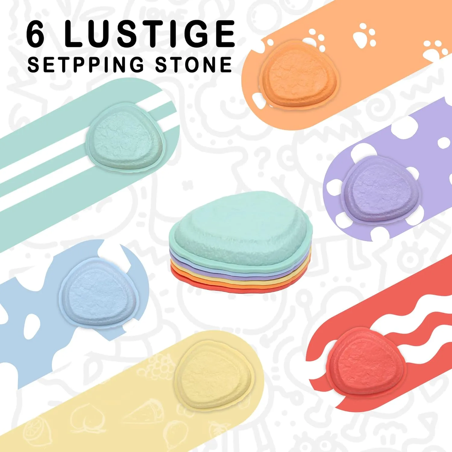makarci Stepping Stones for Kids,6pcs Toddler Sensory Toys Kids Coordination & Motor Skills Play Indoor and Outdoor,Durable and Nonslip Rubber Rim Balance Stones for Kids Aged 3 , Obstacle Course