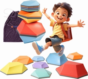 makarci Diamond Balance Stepping Stones for Kids, 8 Pcs Non-Slip Stones for Toddlers Indoor or Outdoor Play, Sensory Toys for Kids with Autism Promoting Motor Skills, Coordination Game Toys for Kids