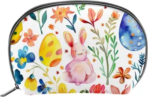 Makeup Bag Organizer,Cosmetic Bags for Women,Easter Bunny Eggs Butterflies Floral,Small Makeup Pouch