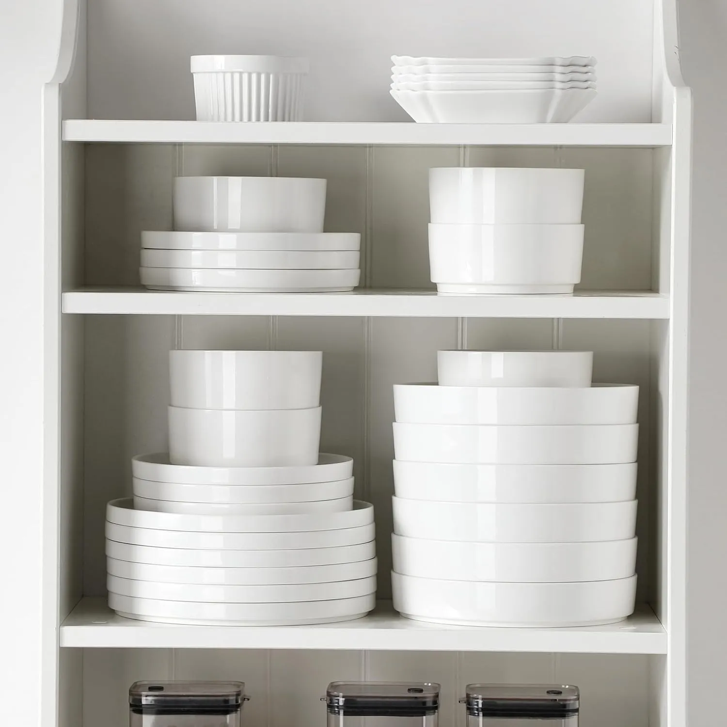MALACASA 12 Pieces Porcelain Dinnerware Set, Modern White Dish Set for 4, Premium Serving Plates and Bowls Sets, Chip and Scratch Resistant Dishware Sets Kitchen Dishes Dining Ware Set, Series LEAH