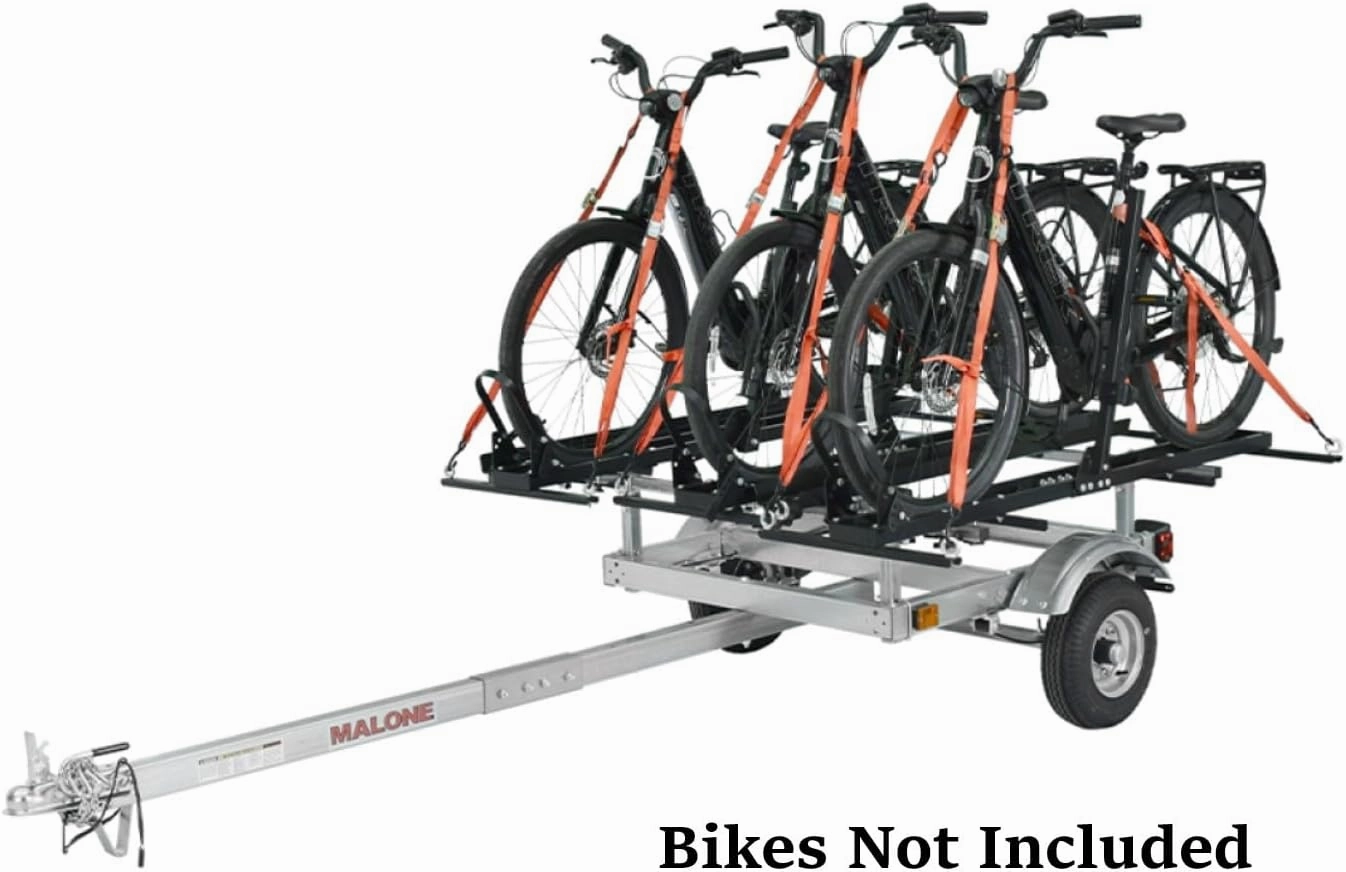 Malone MPG586B3 EcoLight 3 Bike Trailer with 3 Carriers | Supports Bicycles, Fat Bikes, and E-Bikes | 400 lbs Load Capacity | 20"-29" Wheels with up to 5" Wide Tires