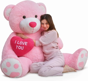 MaoGoLan Big Teddy Bear 4.3ft Stuffed Animal, I Love You Red Heart Giant Pink Teddy Bear Plush Toy, Large Stuffed Animal Gift for Girlfriend, Boyfriend, Kids
