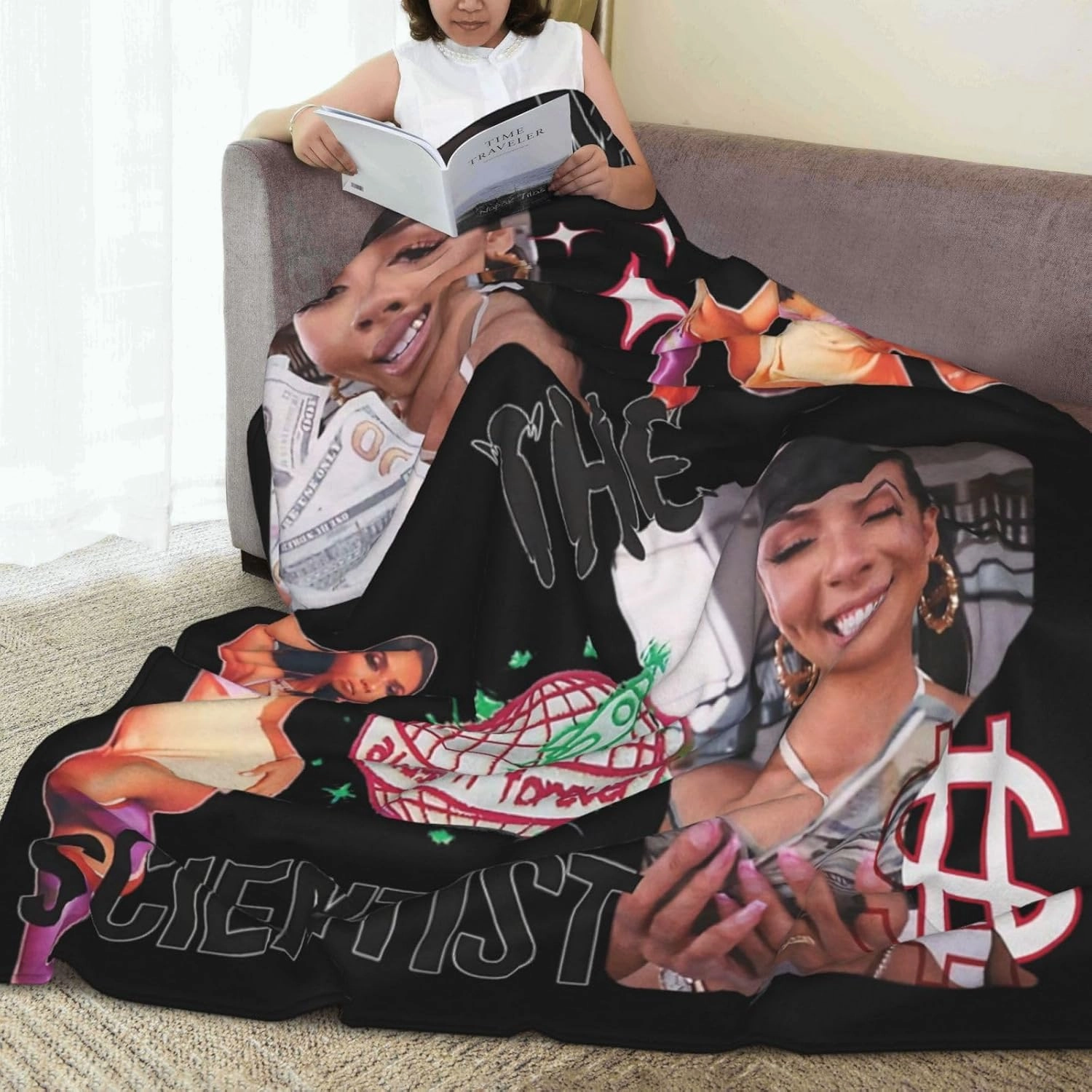 Mariah The Music Scientist Fleece Throw Blanket Flannel Air Conditioning Quilt for Couch Camping Travel 80"x60"