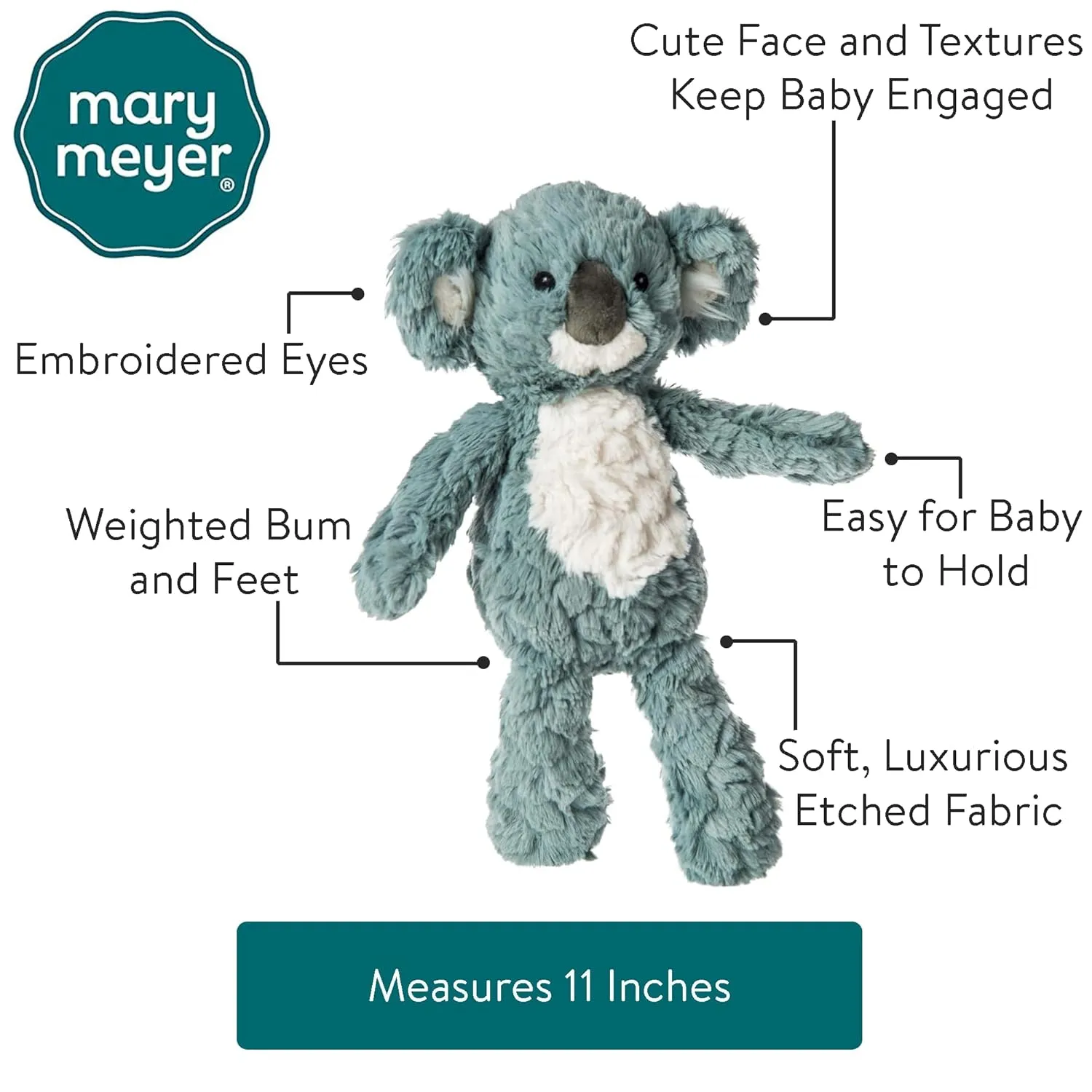Mary Meyer Putty Nursery Stuffed Animal Soft Toy, 11-Inches, Slate Blue Koala