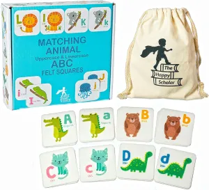 Matching Animal Alphabet Flash Cards - 52 Felts | Animals and Letters Matching Game for Flannel Board | ABC Animal Cards Memory Game for Toddlers | Preschool Flash Cards 3-5 Year Old | Alphabet Games