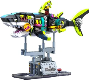 Mechanical Shark Building Block Set for Boy 8-12,687 PCS Ideas Ocean Animal Toys with Lighting and Rotatable Link Components, Home Decor Gift for Adults Teens Kids Boys Ages 12 