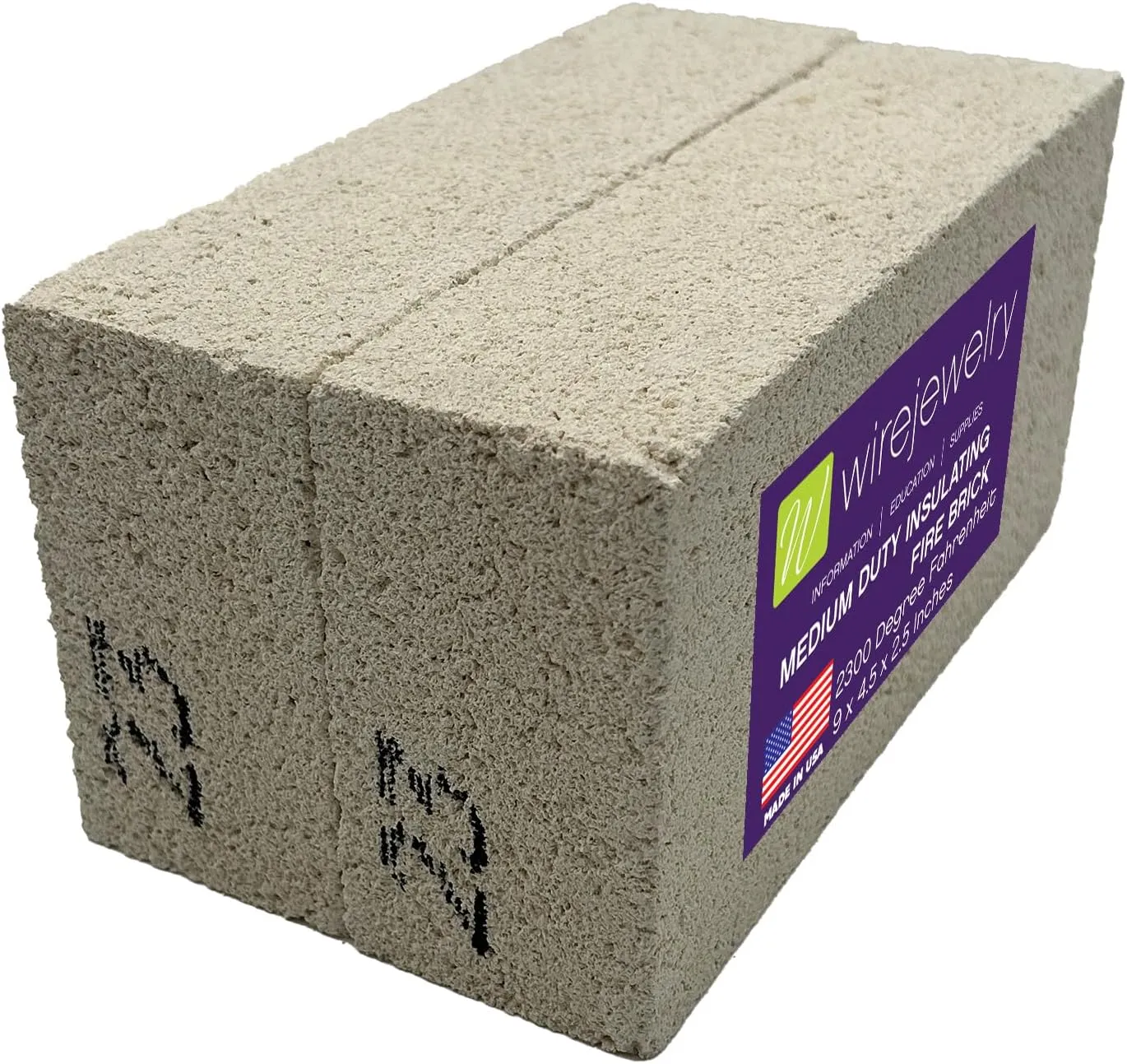 Medium Duty Insulating Fire Brick, Rated Up to 2300 Degree Fahrenheit - 2 Pack