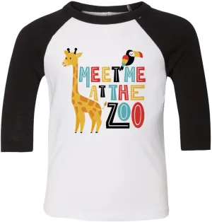 Meet Me at The Zoo Kids Three-Quarter Raglan Sleeve Baseball Shirt Toddler
