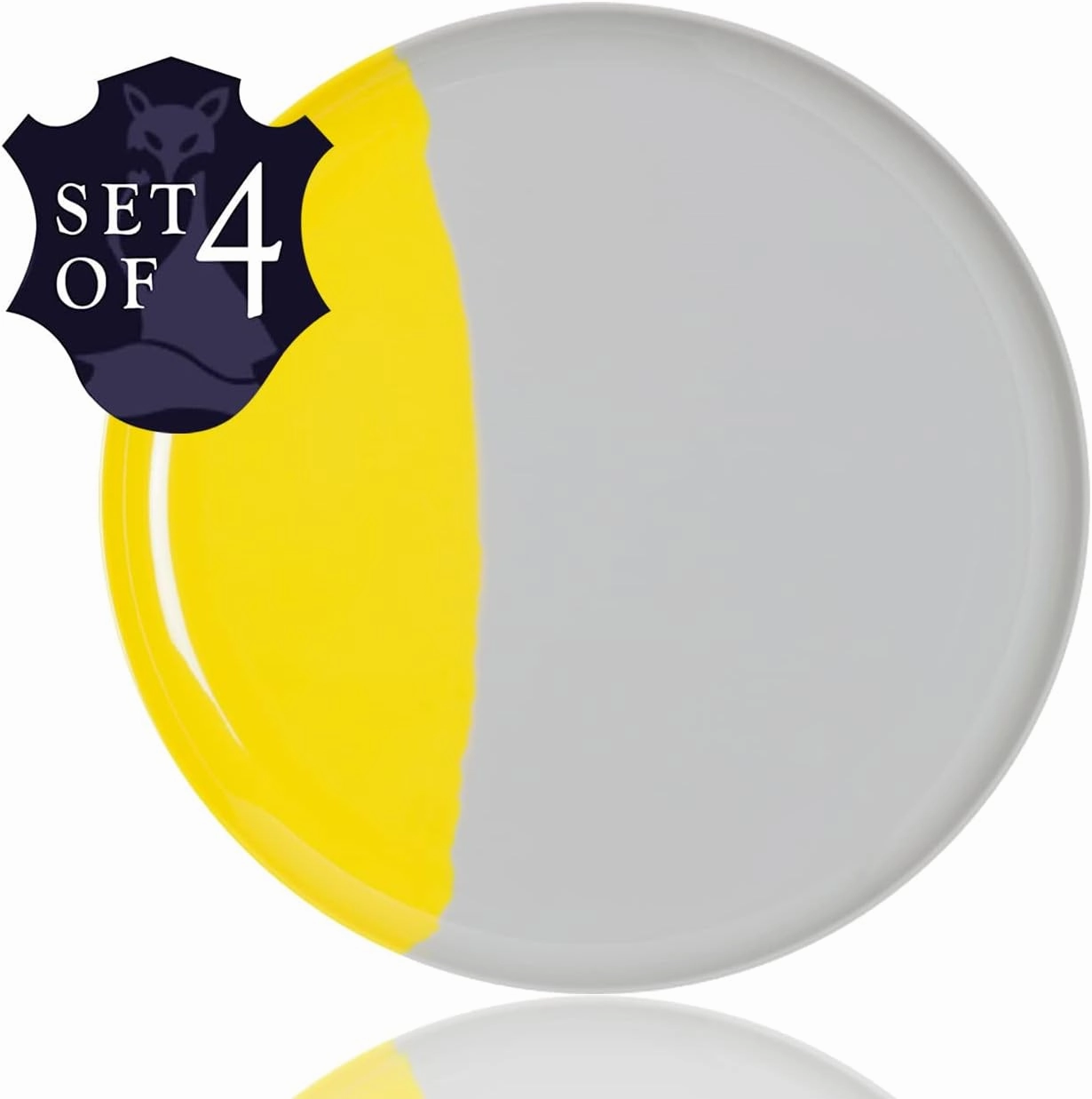 Melamine Side Plates, Set of 4, Gray/Lemon, Injection Molded, Durable, Dishwasher Safe, Chip and Break-Resistant, Kid-Friendly, Indoor/Outdoor Use