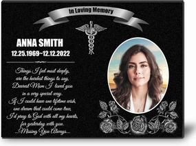 Memorial Stones for Personalized Small Grave Stone, Remembrance Gifts, Customized Picture Grieving Plaque for Humans, Memory Plaque for Loved Ones Lost, Little Tombstones