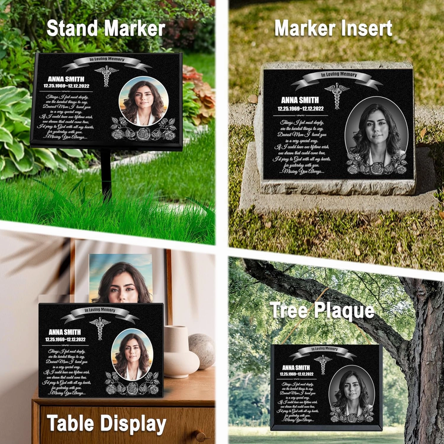 Memorial Stones for Personalized Small Grave Stone, Remembrance Gifts, Customized Picture Grieving Plaque for Humans, Memory Plaque for Loved Ones Lost, Little Tombstones