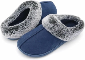 Memory Foam Home Slippers for Women, Fluffy Fuzzy Plush Womens House Shoes for Indoor Outdoor Bedroom, Cute Comfy Microsuede Scuff for Ladies