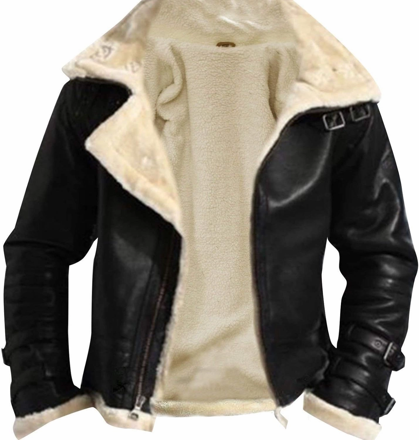 Men RAF B3 Bomber Jacket Aviator Flight Pilot Faux Fur Shearling Genuine Sheepskin Leather Winter Jacket