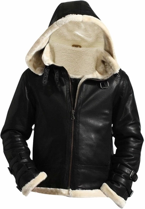 Men RAF B3 Bomber Jacket Aviator Flight Pilot Faux Fur Shearling Genuine Sheepskin Leather Winter Jacket