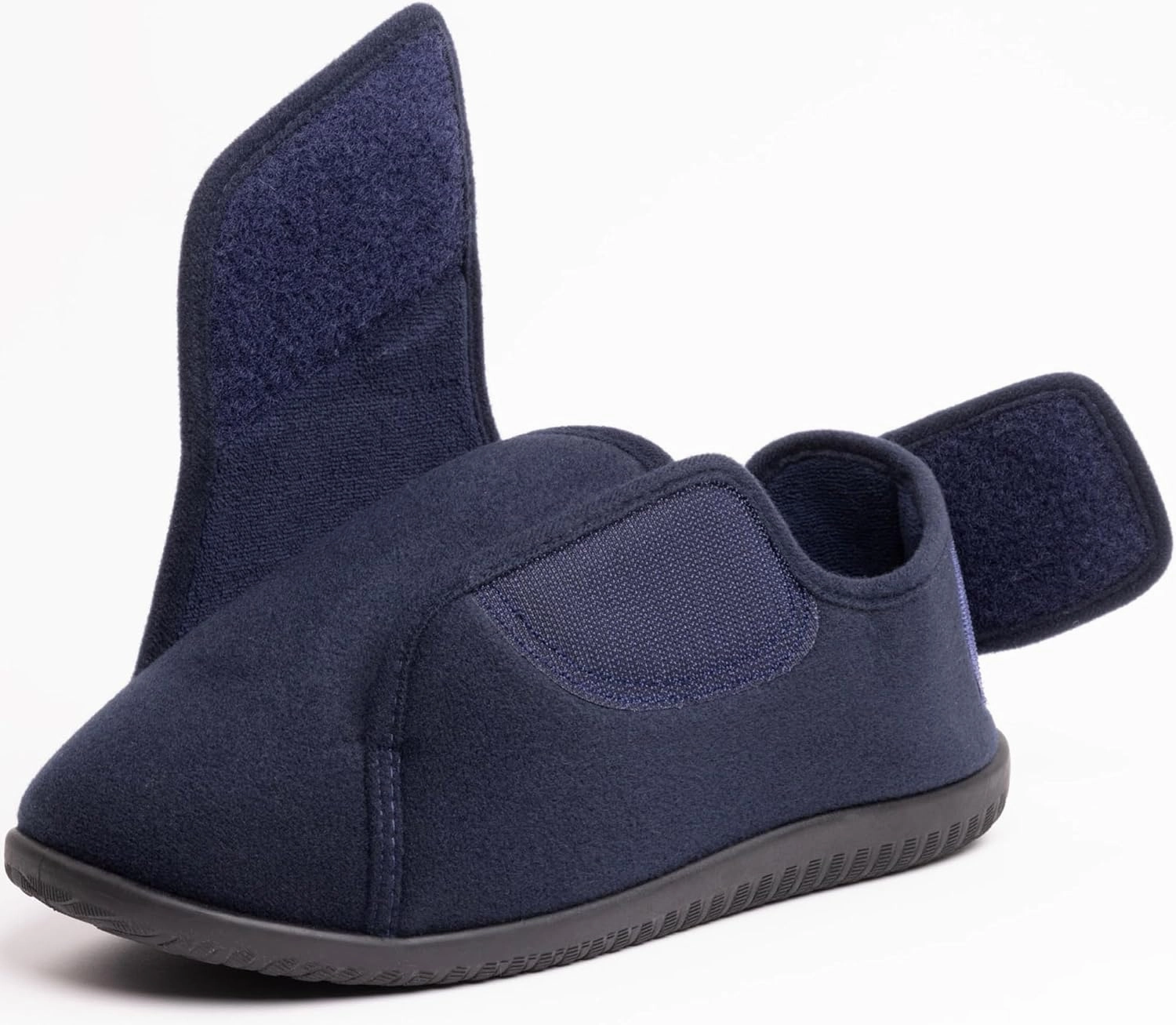 Men's Memory Foam Diabetic Slippers with Adjustable Closure, Extra Wide Comfy Warm Plush Fleece Arthritis Edema Swollen Diabetic House Shoes Machine Washable with Anti Slip Sole