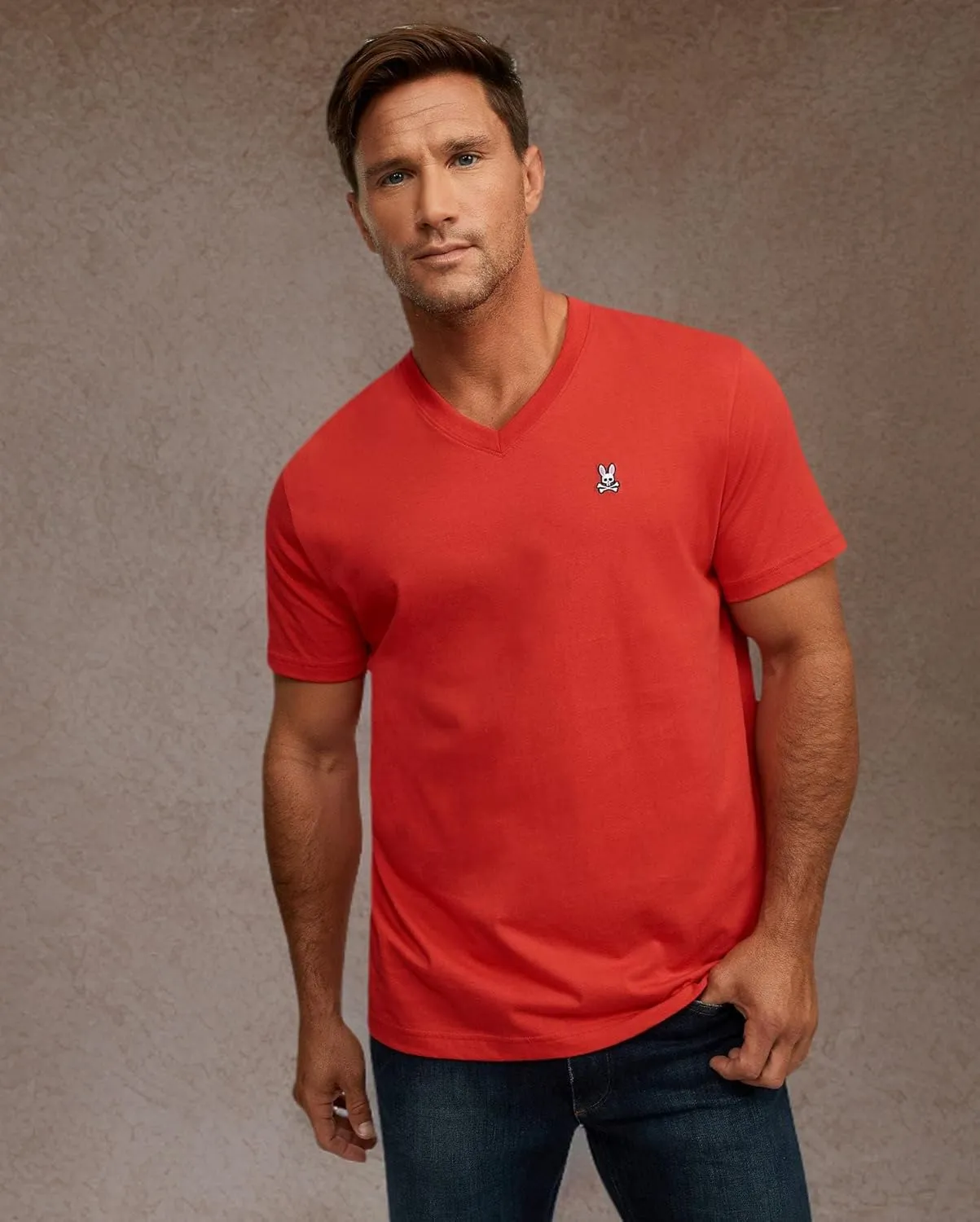 Mens Gray Classic V Neck TEE - B6U100CRPC