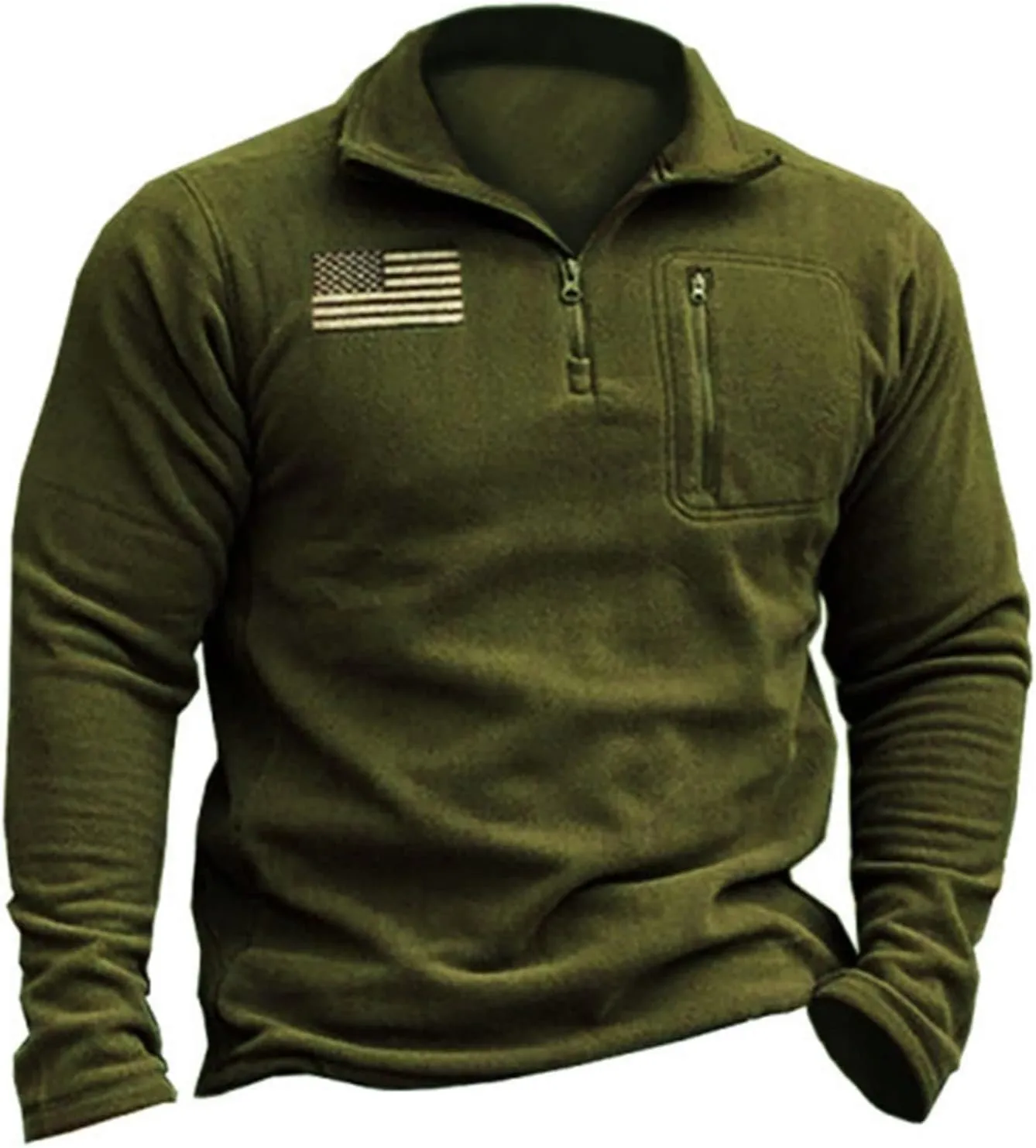 Mens Tactical Fleece Jacket Quarter Zip Pullover Soft Warm Sweatshirt