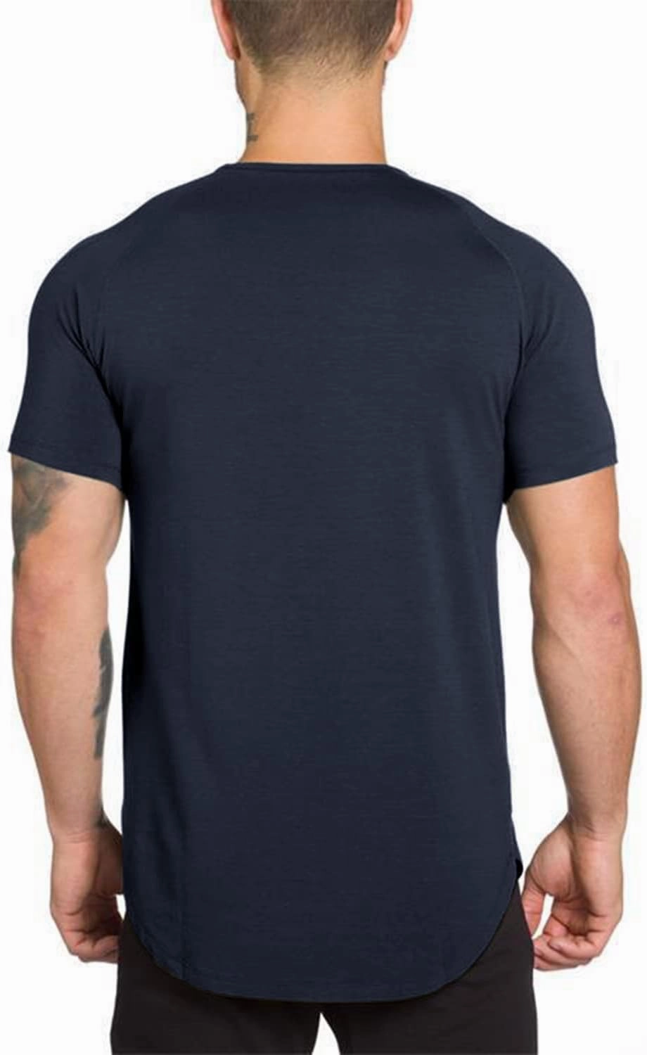 Mens Gym Workout Slim Fit Short Sleeve T-Shirt Cotton Performance Athletic Shirts Running Fitness Tee