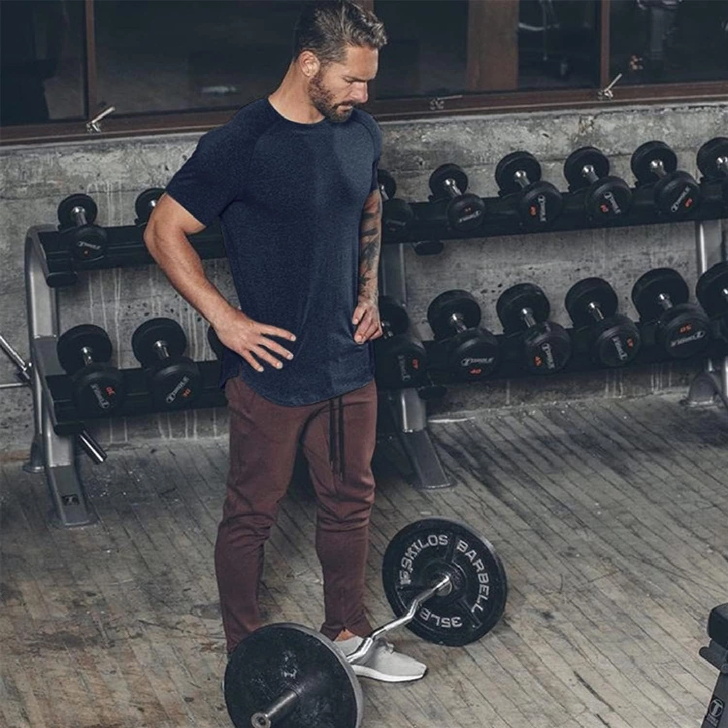 Mens Gym Workout Slim Fit Short Sleeve T-Shirt Cotton Performance Athletic Shirts Running Fitness Tee