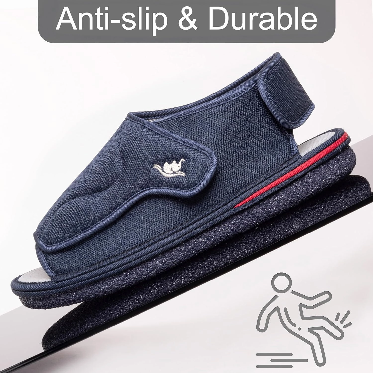 Mens Memory Foam Diabetic Slippers with Adjustable Closure, Extra Wide Comfy Warm Plush Fleece Arthritis Edema Swollen Diabetic House Shoes Machine Washable with Anti Slip Sole