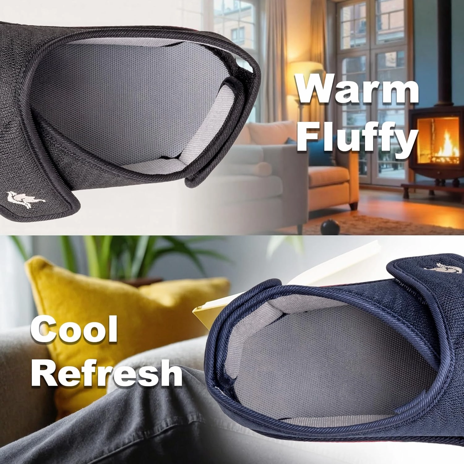 Mens Memory Foam Diabetic Slippers with Adjustable Closure, Extra Wide Comfy Warm Plush Fleece Arthritis Edema Swollen Diabetic House Shoes Machine Washable with Anti Slip Sole