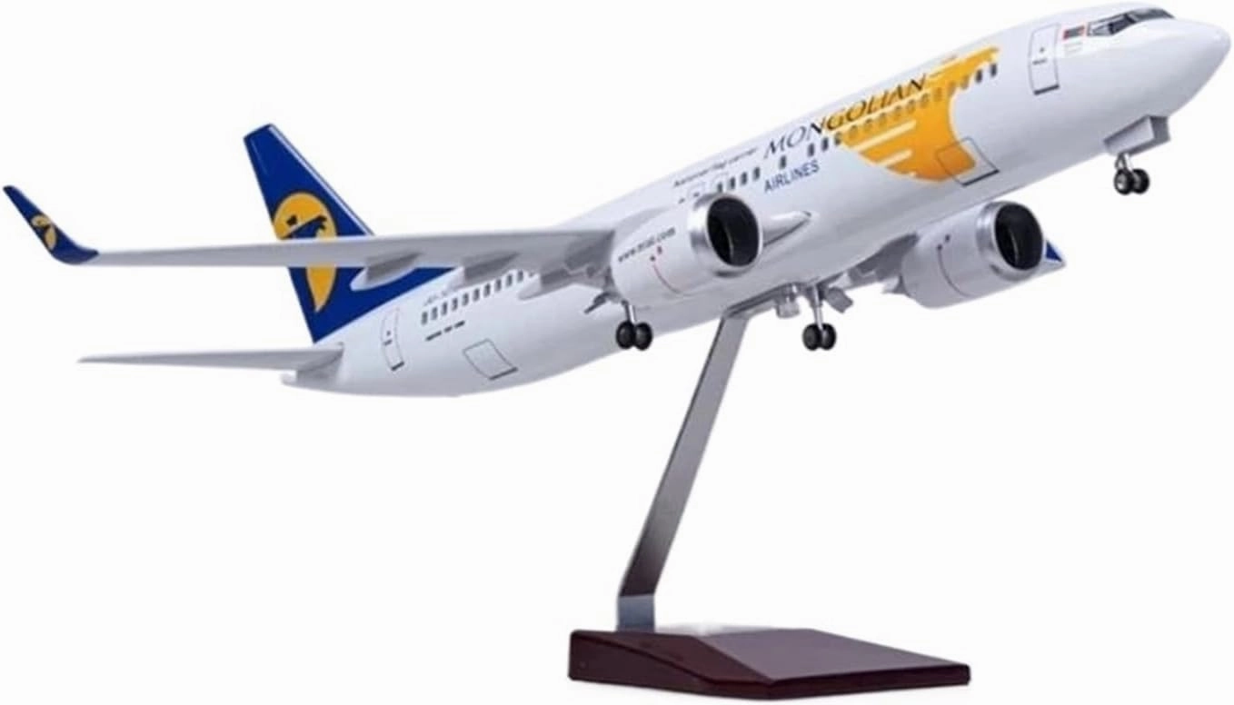 Metal Aircraft Model Diecast Resin 47CM for B737-800 Mongolian Airline Airplane Model Building Kits with Light and Wheel Aviation Enthusiasts