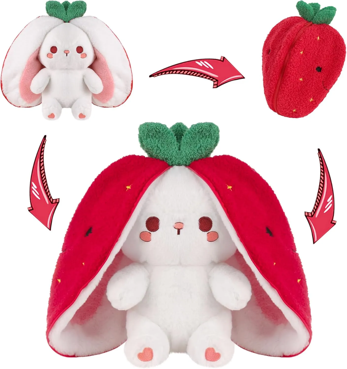 MIAODAM Strawberry Bunny Plush Toy-Soft Huggable Stuffed Animal for Babies, Kids & Collectors, Birthday Present & Nursery Decor 13.7inch