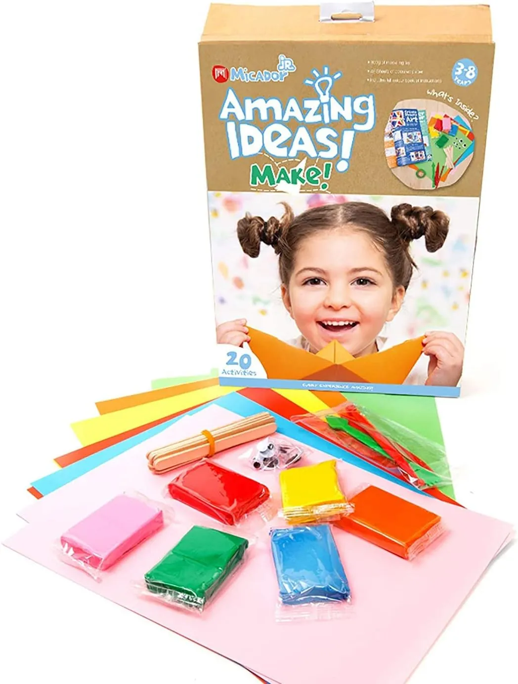 Micador jR. Amazing Ideas Activity Pack, Make - 20 Activities   Modeling Clay   Tools - Sensory, Imagination, Play Development - Ages 3 