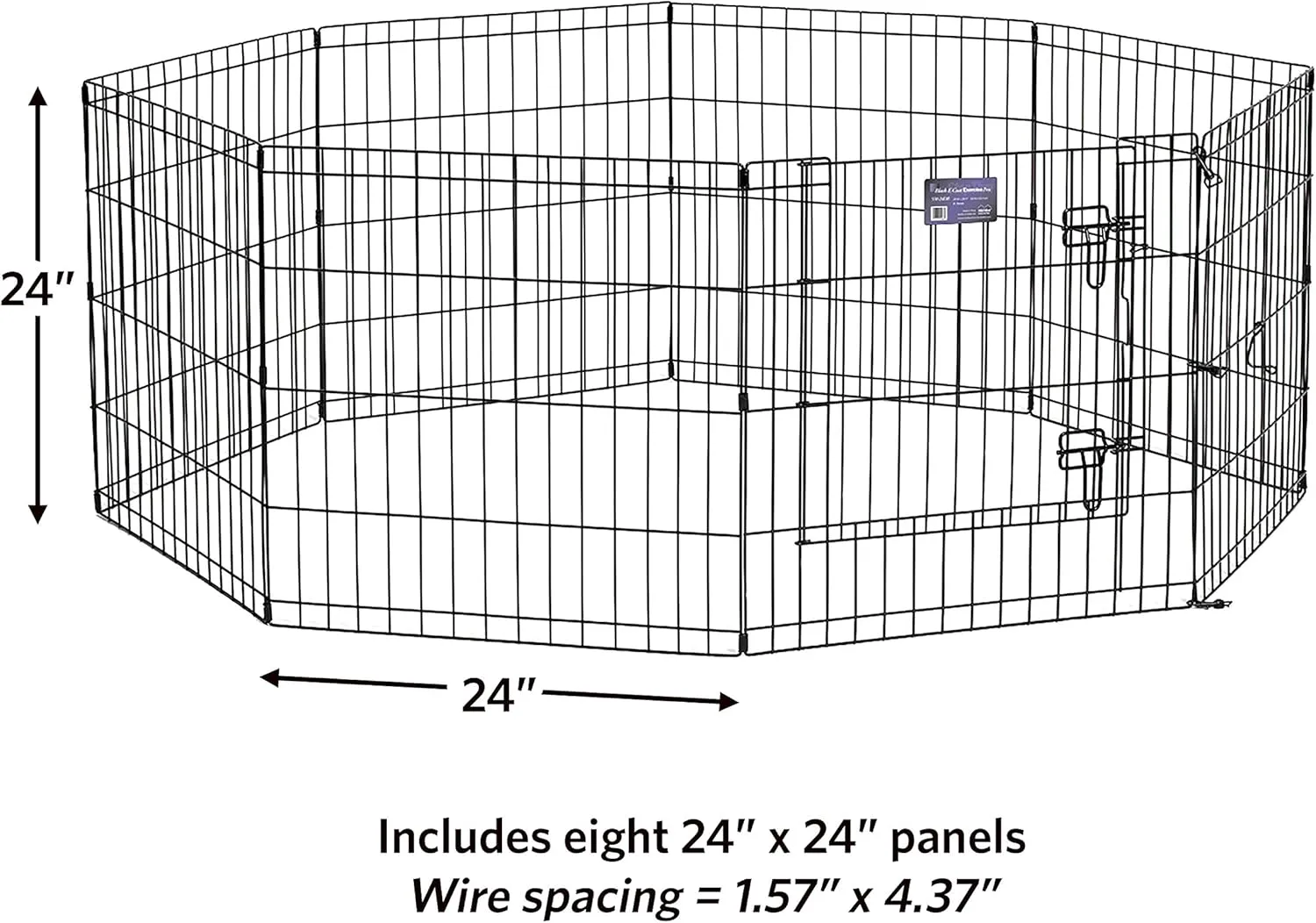 MidWest Homes for Pets Dog Exercise Pen & Playpen, 24" W x 24" H, with Door, Black