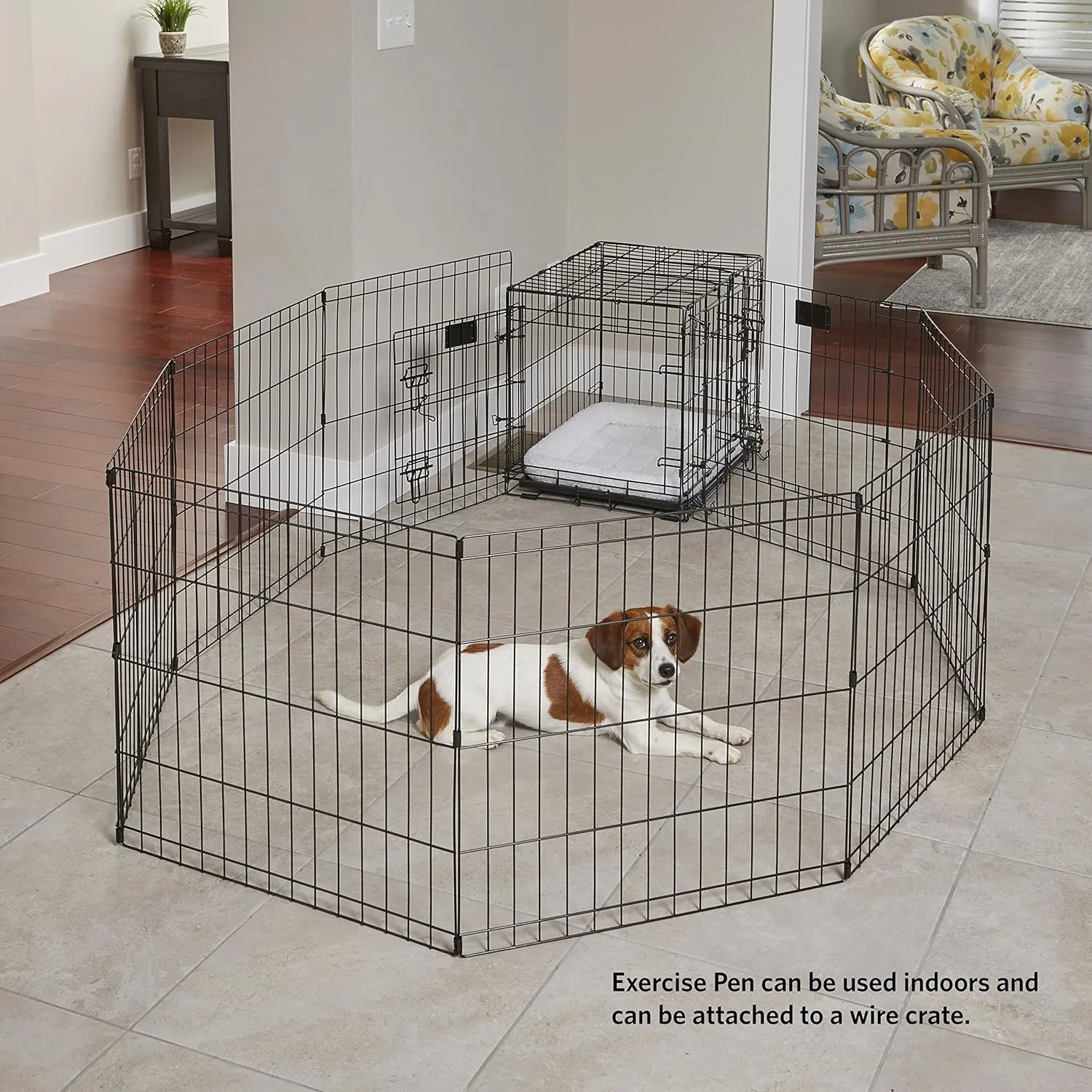 MidWest Homes for Pets Dog Exercise Pen & Playpen, 24" W x 24" H, with Door, Black