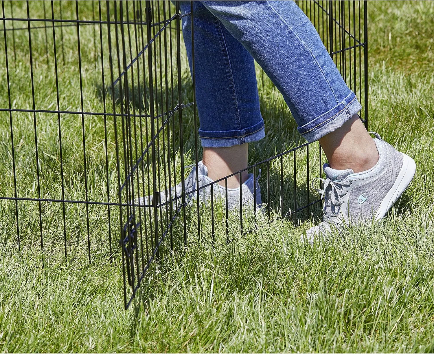 MidWest Homes for Pets Dog Exercise Pen & Playpen, 24" W x 24" H, with Door, Black