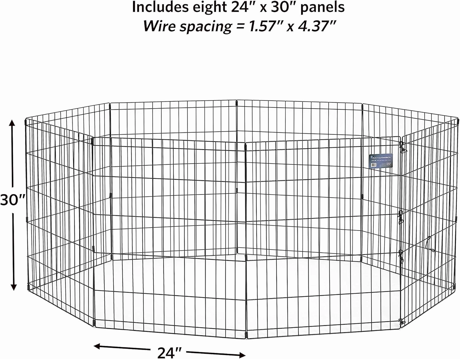 MidWest Homes for Pets Dog Exercise Pen & Playpen, 24" W x 30" W, No Door, Black
