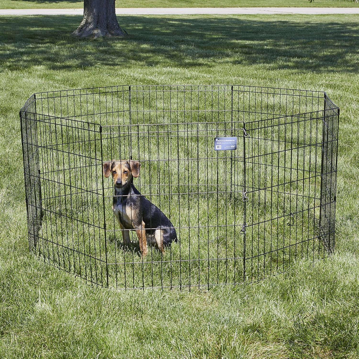 MidWest Homes for Pets Dog Exercise Pen & Playpen, 24" W x 30" W, No Door, Black
