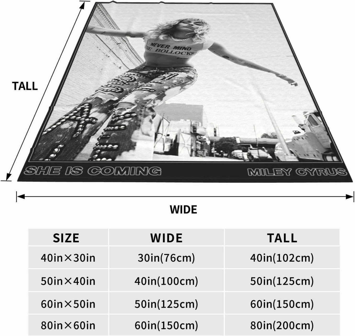 Miley Music Cyrus Fleece Throw Blanket Flannel Air Conditioning Quilt for Couch Camping Travel 40"x30"
