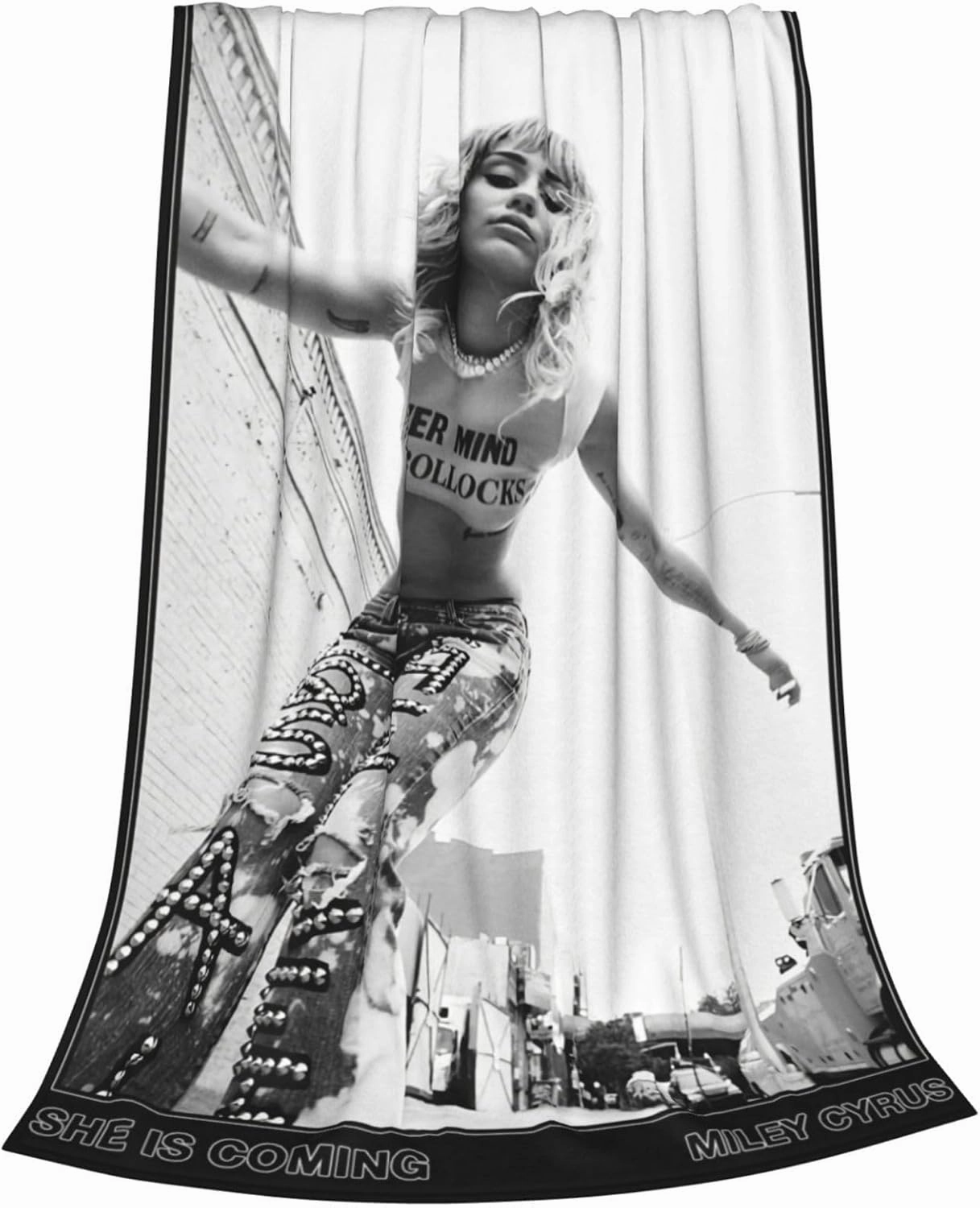 Miley Music Cyrus Fleece Throw Blanket Flannel Air Conditioning Quilt for Couch Camping Travel 40"x30"