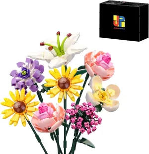 Mini Bricks Flower Bouquet Building Sets Display Artificial Flower Botanical Collection Building Toys For Adults And Kids DIY Home Decor Gift Creative Birthday Anniversary for Women Girlfriends Kids