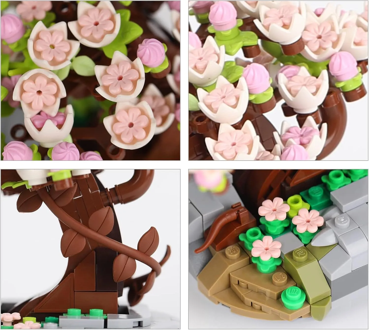 Mini Bricks Sakura Tree Model, Flower Building Blocks Toy Cherry Blossom Mini Particle Flower Botanical Collection, Sakura Bonsai Tree Toys for Adult Kid Girls(426 PCS)