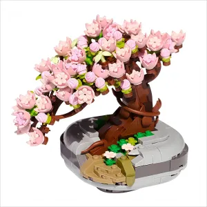 Mini Bricks Sakura Tree Model, Flower Building Blocks Toy Cherry Blossom Mini Particle Flower Botanical Collection, Sakura Bonsai Tree Toys for Adult Kid Girls(426 PCS)