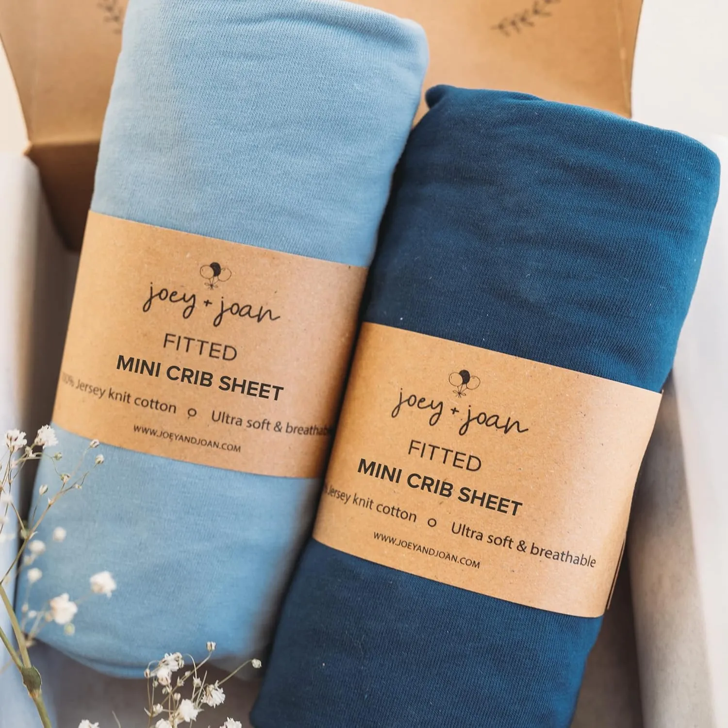 Mini Portable 24x38 Fitted Crib Sheets – Compatible with Dream on Me, Delta Porta Crib and Arms Reach Ideal Cosleeper – 100% Jersey Cotton – Dusty Blue   Navy – 2 Pack