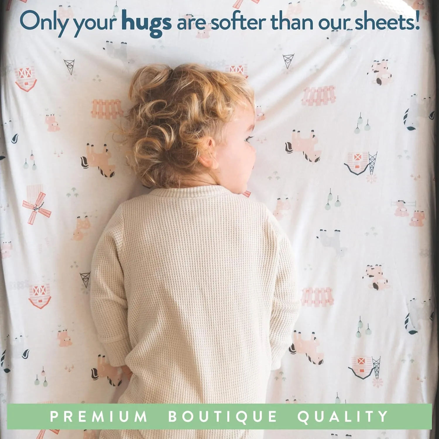 Mini Portable 24x38 Fitted Crib Sheets – Compatible with Dream on Me, Delta Porta Crib and Arms Reach Ideal Cosleeper – 100% Jersey Cotton – Farm Animals – 2 Pack