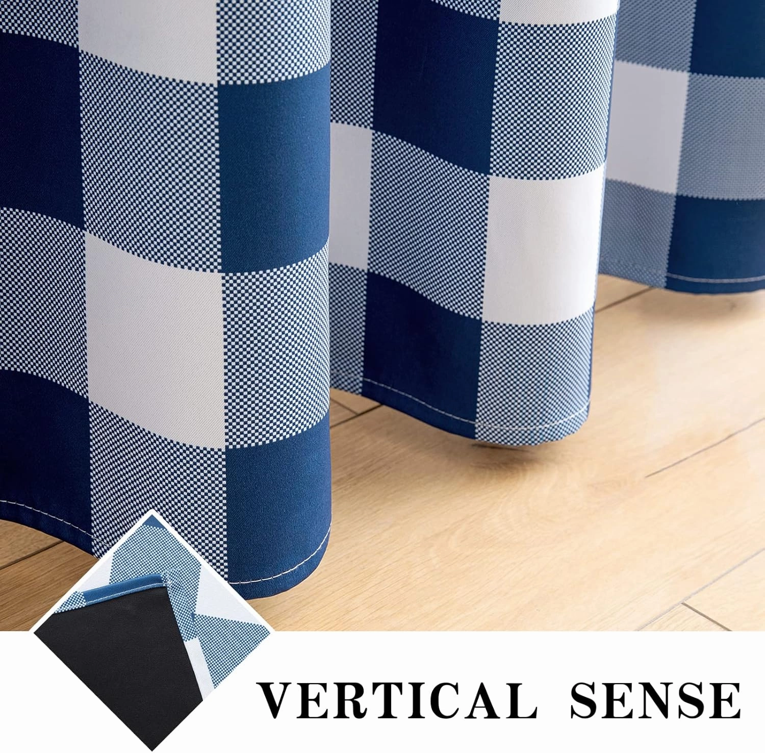 MIULEE Buffalo Plaid Curtains for Farmhouse Bedroom, Blackout Window Drapes with Grommets for Living Room Darkening Light Blocking and Thermal Insulated Set of 2 Panels, W 52" x L 84" Navy and White