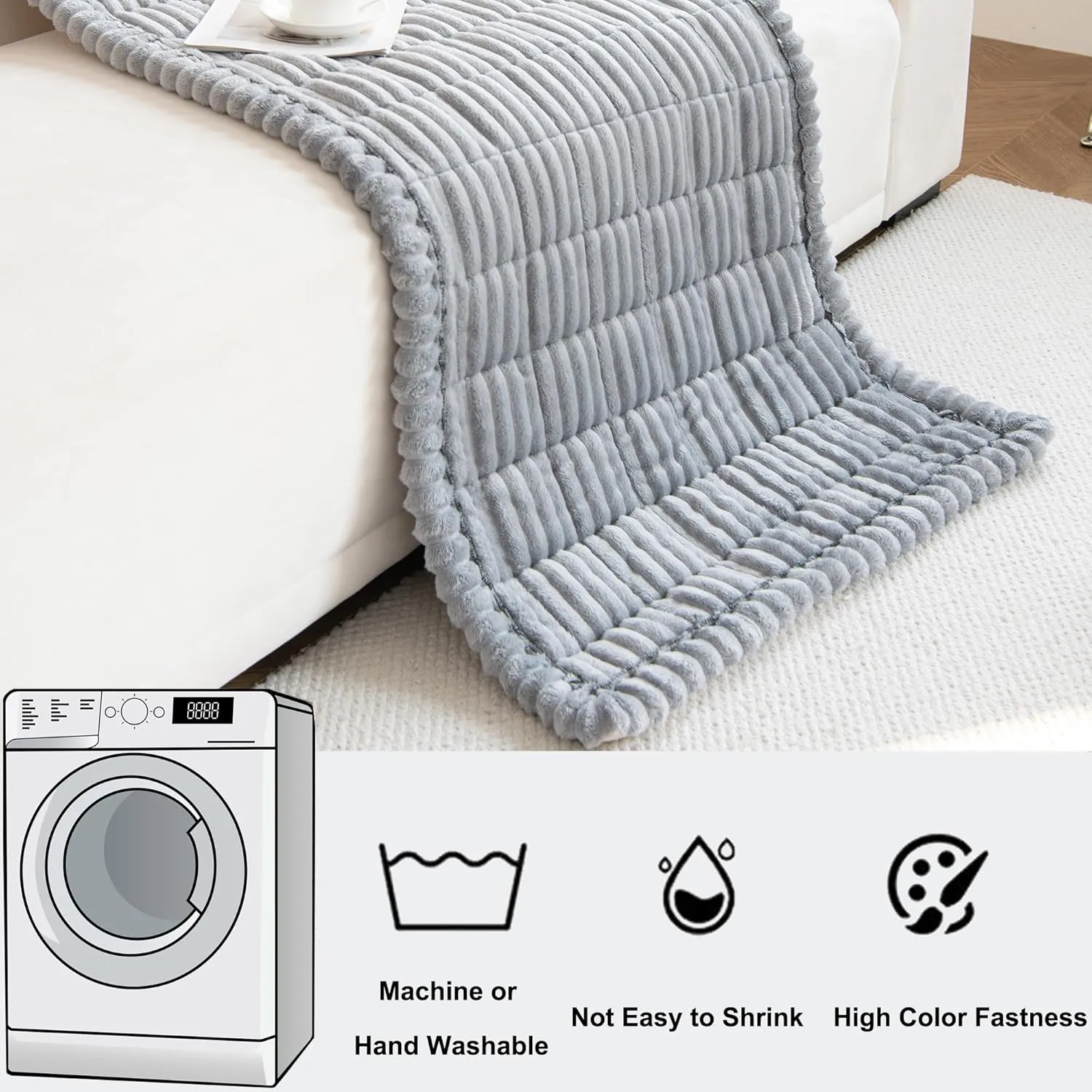 Mivnue Pet Couch Cover, Couch Covers for Dogs, Washable Dog Sofa Covers Couch Protector, Fuzzy Non Slip Couch Slipcover Pet Friendly (Light Grey, 27.6" x 59.1")