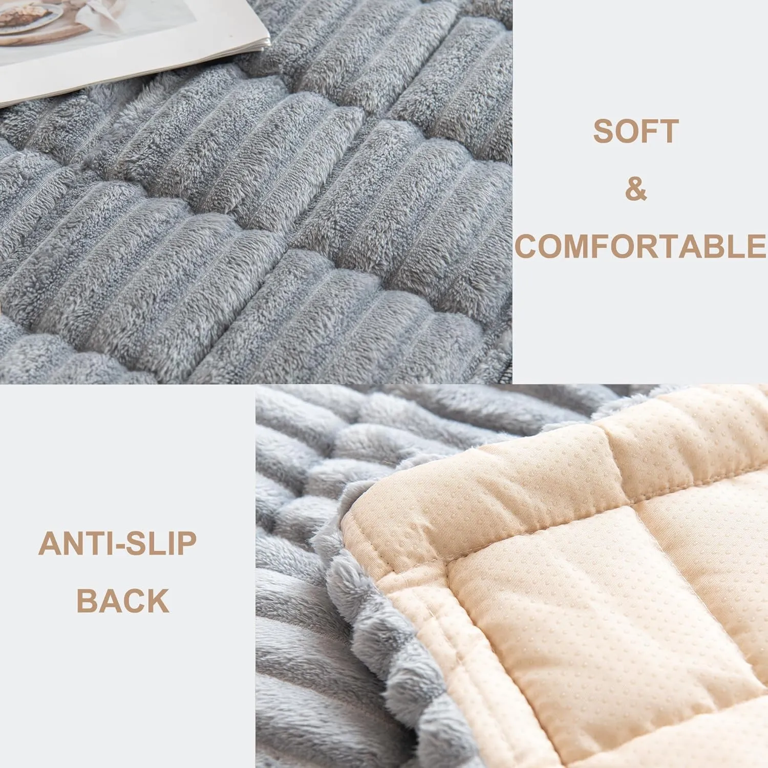 Mivnue Pet Couch Cover, Couch Covers for Dogs, Washable Dog Sofa Covers Couch Protector, Fuzzy Non Slip Couch Slipcover Pet Friendly (Light Grey, 27.6" x 59.1")