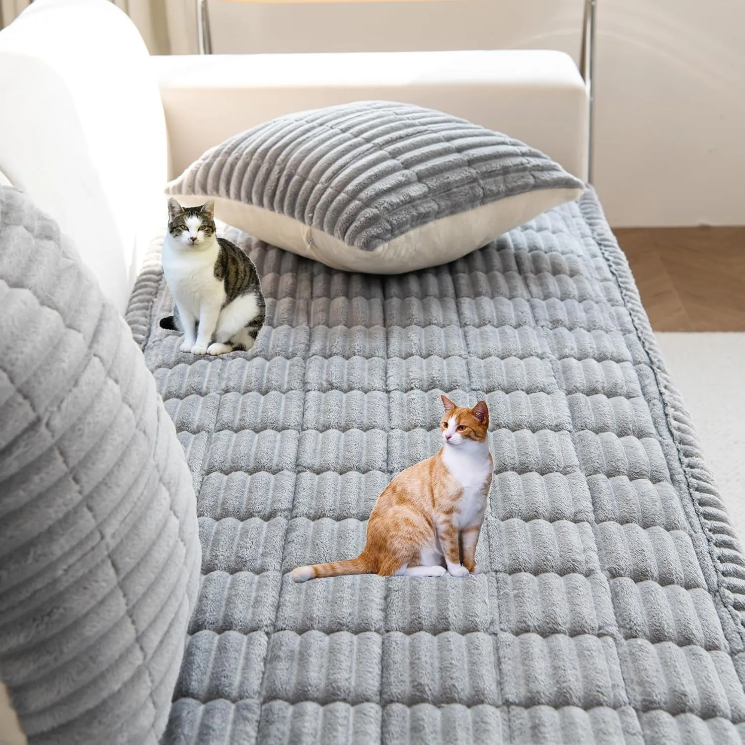 Mivnue Pet Couch Cover, Couch Covers for Dogs, Washable Dog Sofa Covers Couch Protector, Fuzzy Non Slip Couch Slipcover Pet Friendly (Light Grey, 27.6" x 59.1")