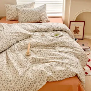 mixinni Boho Floral Girls Duvet Cover Set Twin XL Size Soft Cotton Comforter Cover Set Farmhouse Shabby Chic Flower Duver Cover for Women, 1 Cute Floral Duver Cover and 2 Pillowcases for All Seasons