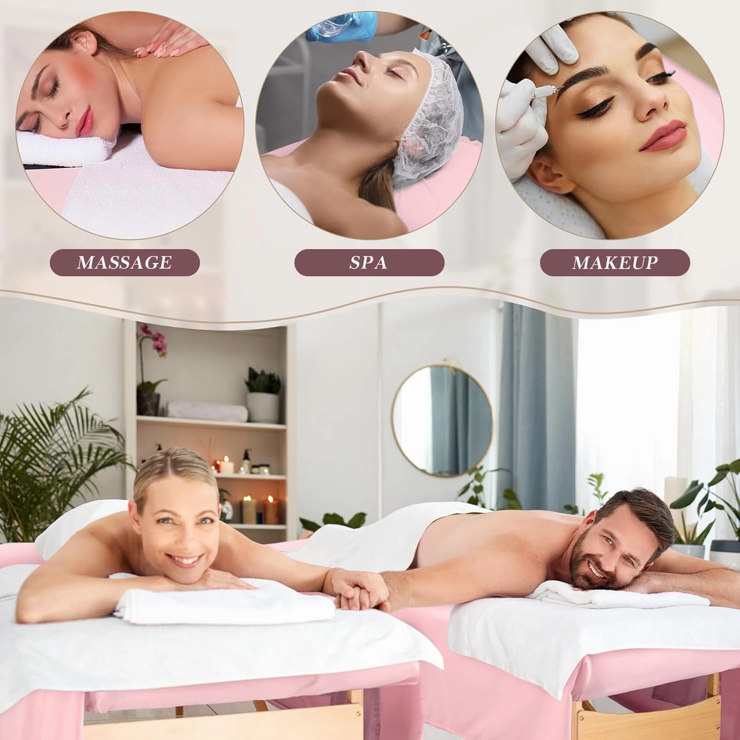 Mixweer 9 Pcs 3 Set Microfiber Massage Table Sheets Set Bulk Includes Flat Sheet, Fitted Sheet with Pocket, Face Rest Cover(Pink)